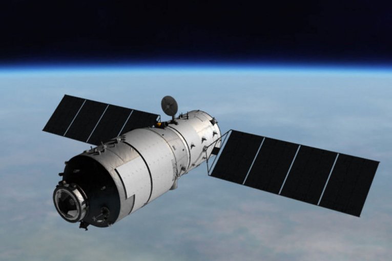 Concepto artístico de Tiangong-1 en el espacio.