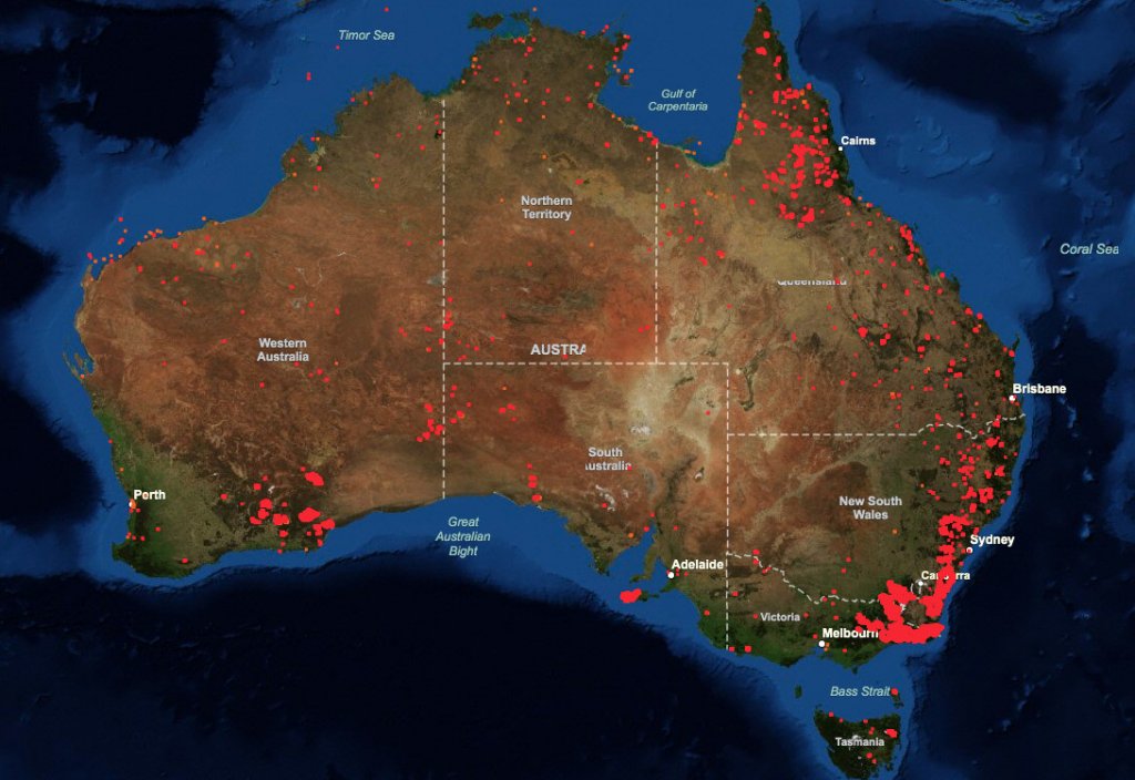 Puede Llegar A Haber Incendios Como Los De Australia En Espa A   Australia Fire Map NASAgov 1024x704 