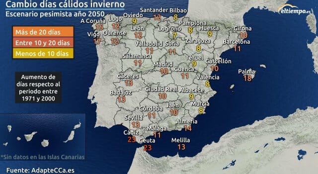 Así podría ser el invierno en 2050 en España por el cambio climático