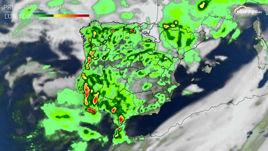 lluvia y tormenta lunes borrasca Lola