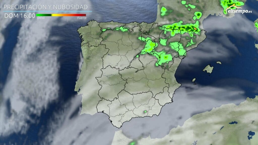 Precipitación prevista para la tarde del domingo 30 de mayo. junio con tiempo más revuelto