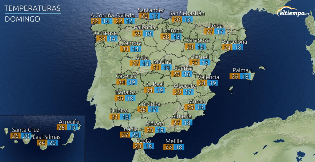 Máximas previstas el domingo 30 de mayo. Junio con tiempo más revuelto