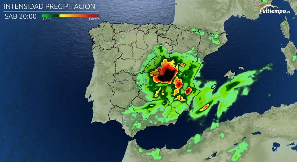 precipitaciones intensas con la DANA el sábado