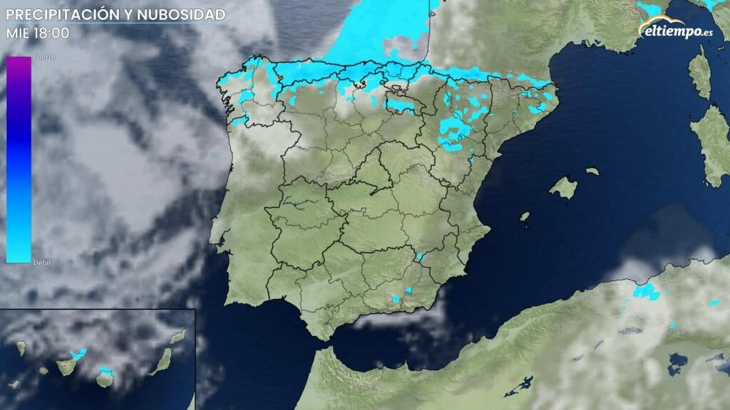 Precipitaciones y nubosidad para el miércoles 29 de junio. Lluvia débiles en el norte y chaparrones por la tarde en el este
