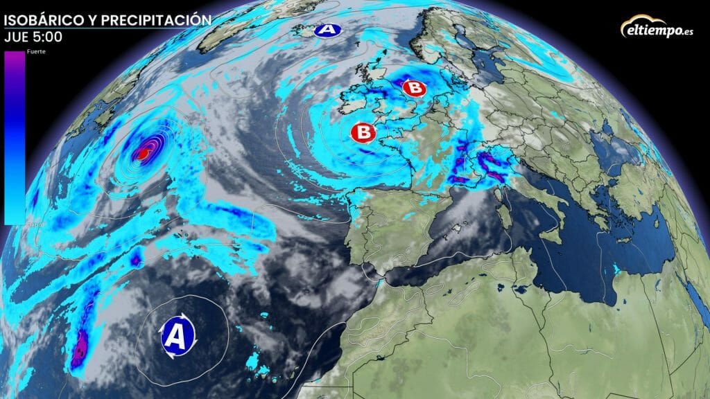 La previsión determinista del ECMWF es de las pocas que apuntan a que Danielle no afectaría a España ni a Europa y se movería hacia el norte. 