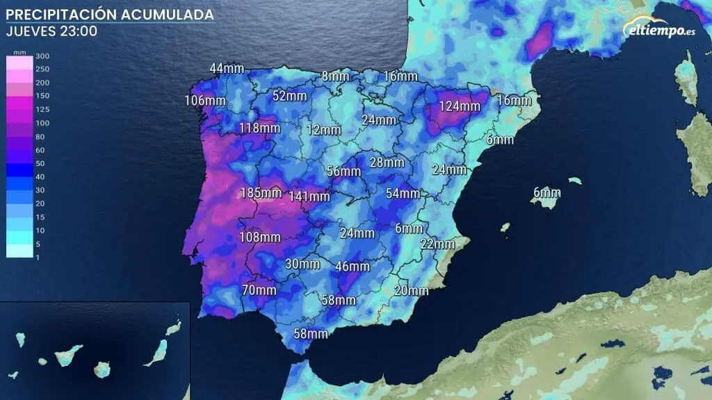 Posibles acumulaciones de lluvia hasta el jueves 15.  huracán Danielle España