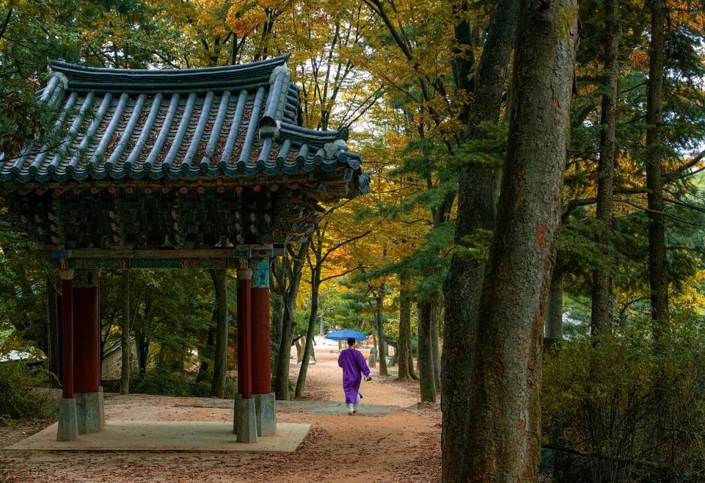 Los mejores destinos para viajar en octubre mujer paseando por Seúl 