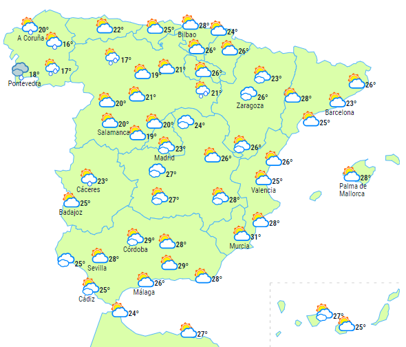 Previsión Meteorológica Lluvia Por El Oeste Y Suben Las Temperaturas Eltiempoes 8193