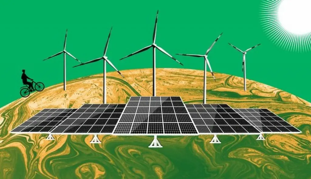 Día Internacional contra el Cambio Climático dibujo energías renovables
