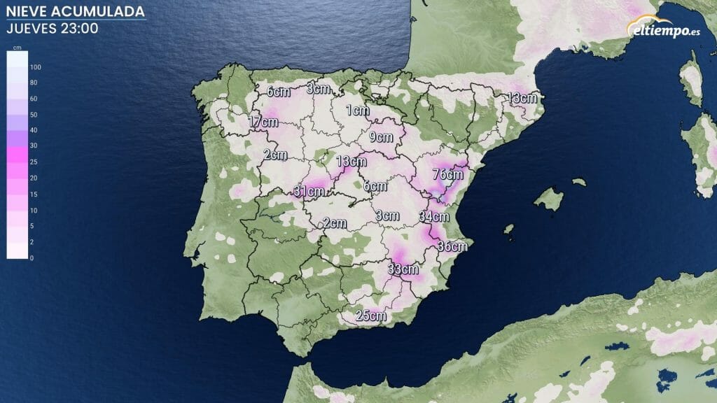 nieve España acumulada