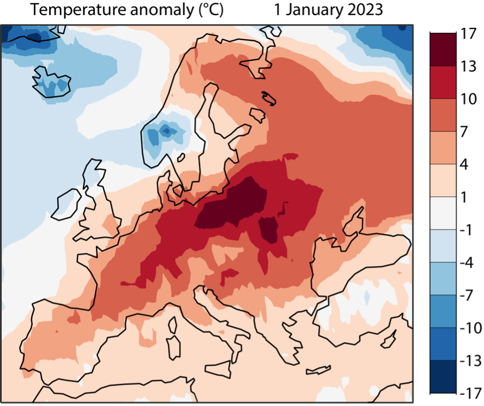enero 2023 cálido europa récords 1 enero