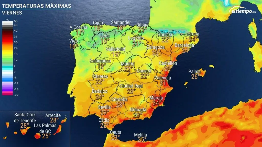 calor atípico marzo máximas viernes