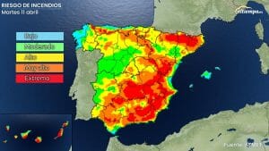Mapas de «verano» de riesgo de incendios en España: situación alarmante