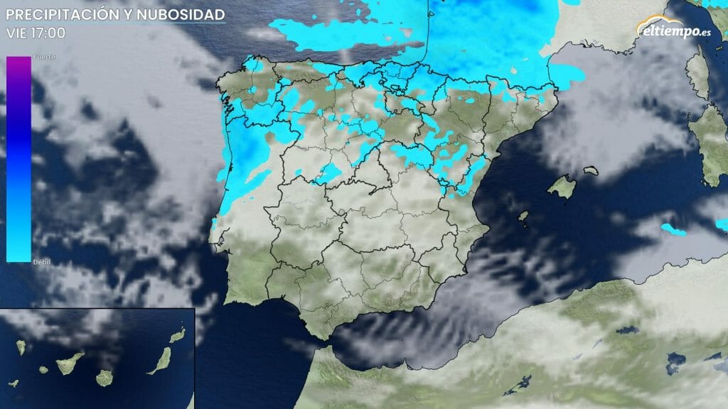 Precipitaciones previstas para la tarde del viernes 14 de abril.