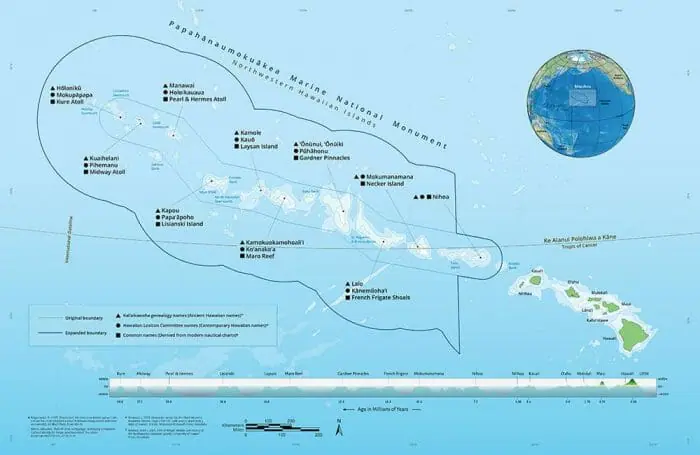 Monumento Nacional Marino Papahānaumokuākea, mayor reserva marina del mundo.