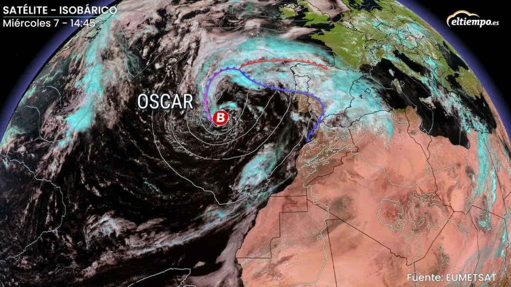 Oscar ciclón subtropical satélite