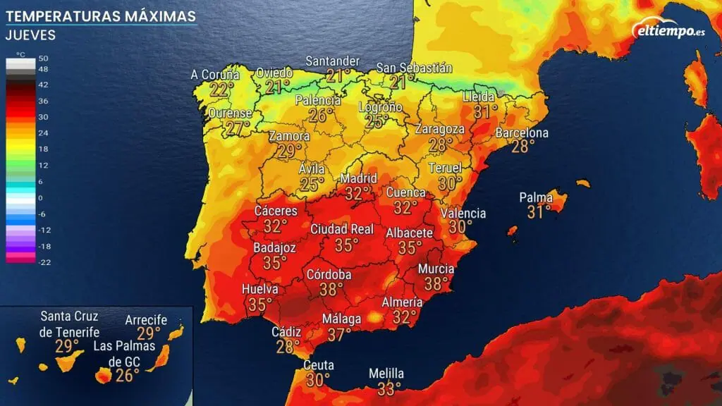 temperaturas en descenso el jueves con una masa de aire frío