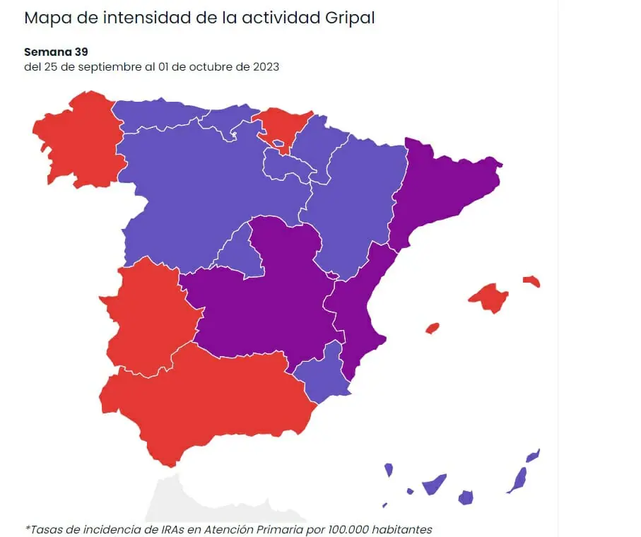 mapa de brotes de gripe 2023