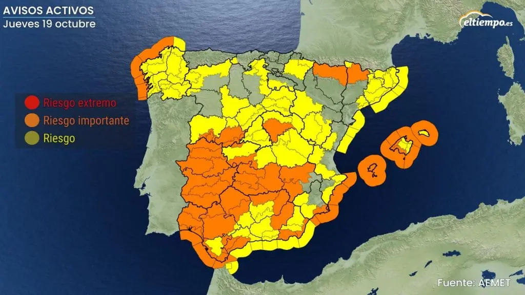el temporal que deja la borrasca Aline en España activa muchos avisos