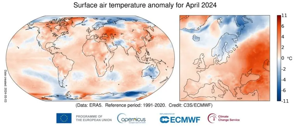 abril 2024 cálido temperatura