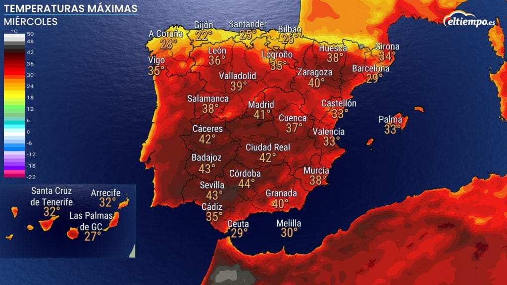 Última Hora Nueva Ola De Calor En España Aviso Rojo Este Miércoles Por Más De 44ºc Eltiempoes 6260