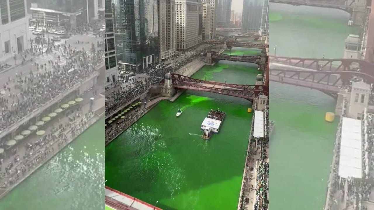 El hechizo de Saint Patrick’s Day: el río Chicago resplandece en verde ...