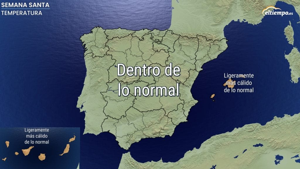 Tiempo Semana Santa: Mapa de temperatura para 2025
