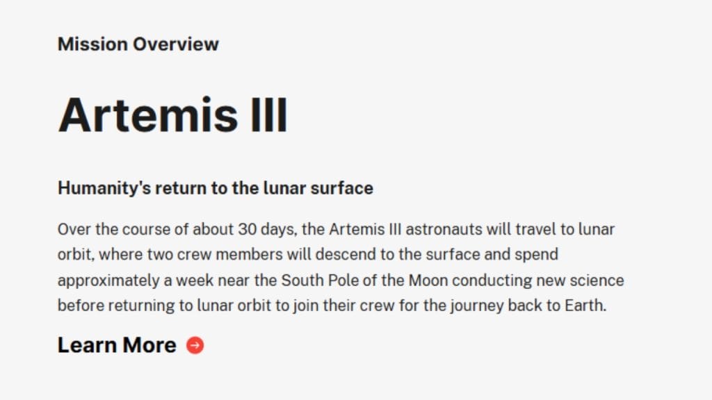 Descripción misión Artemis III de la NASA