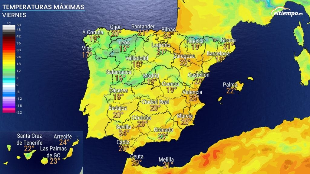 zonas cálidas Semana Santa máximas viernes