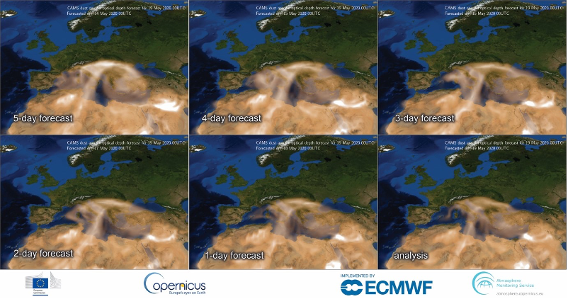 Calima en mapa satelital