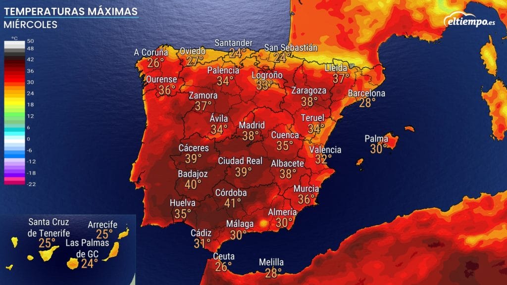 ola de calor máximas miercoles