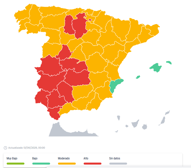 Mapa alergias al polen España