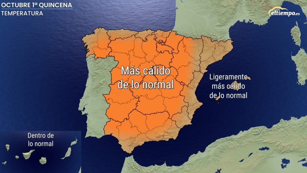 mapa de temperaturas de octubre de 2025