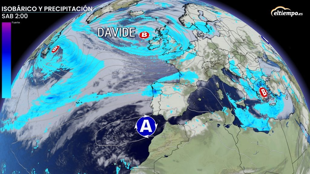 borrasca Davide isobarico sabado