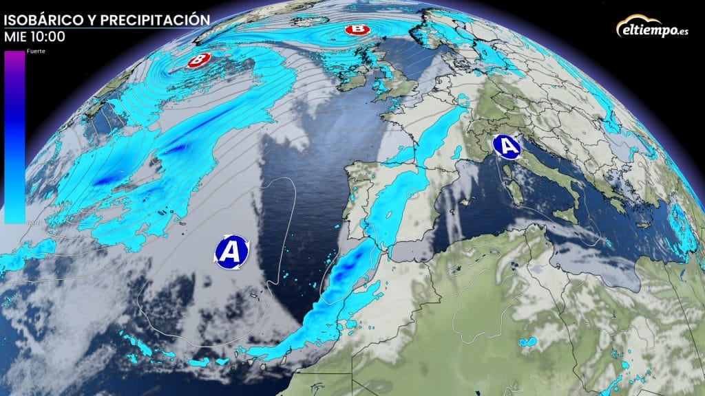 El paso de diferentes frentes dejará fuertes acumulados en zonas de la mitad oeste. Fuente: ElTiempo.es
