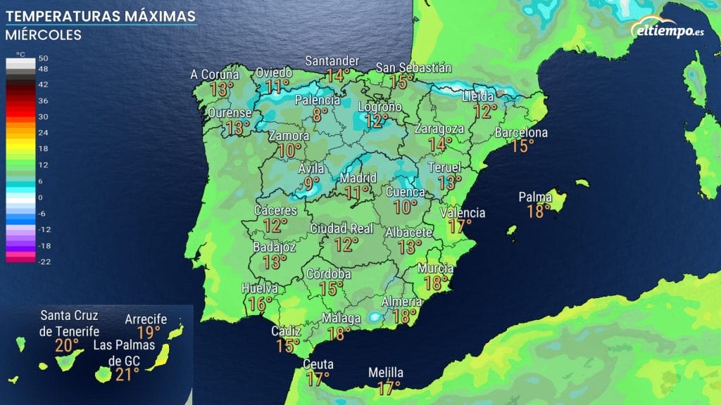 temperaturas descenso miércoles