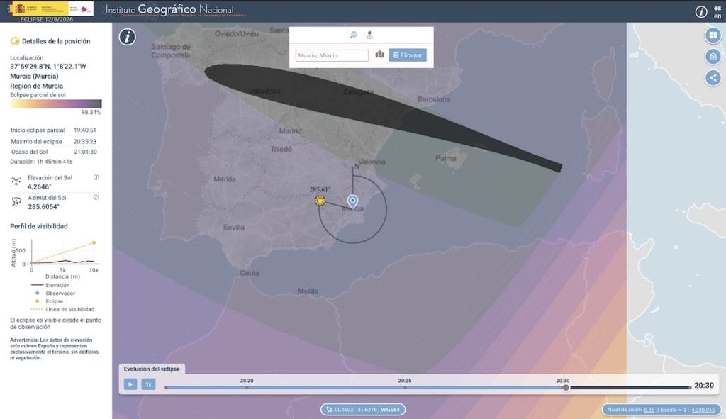 Eclipse solar en Murcia del 12 de agosto: horario y mejores sitios