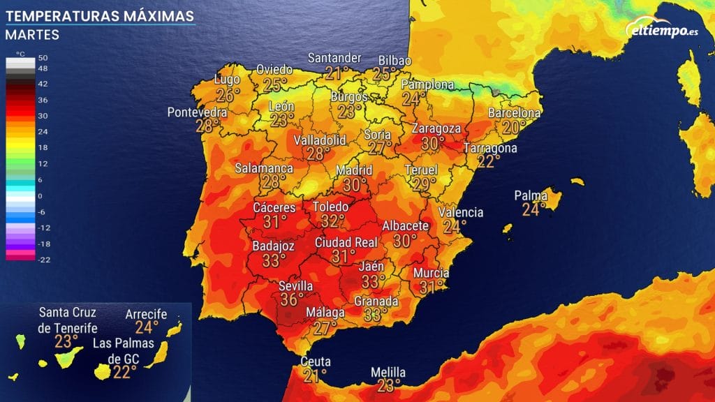tiempo proxima semana martes calor