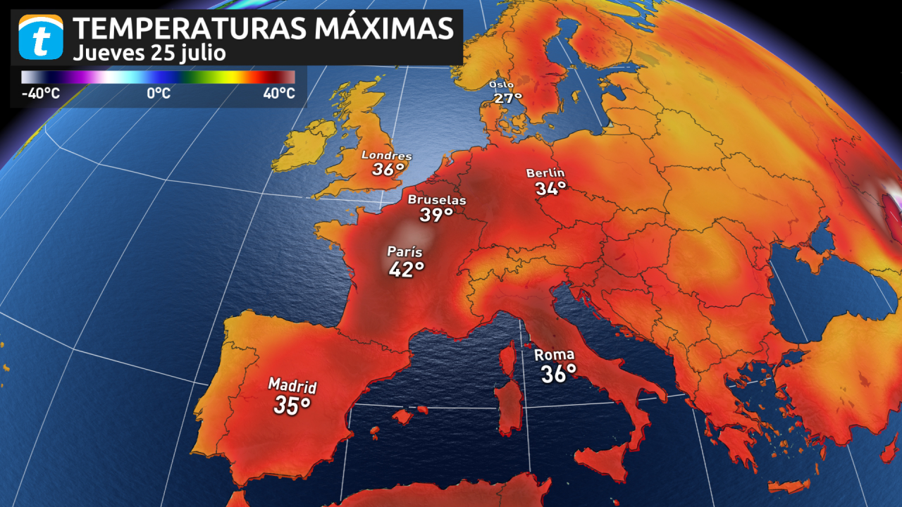 Temperaturas en Europa con la ola de calor
