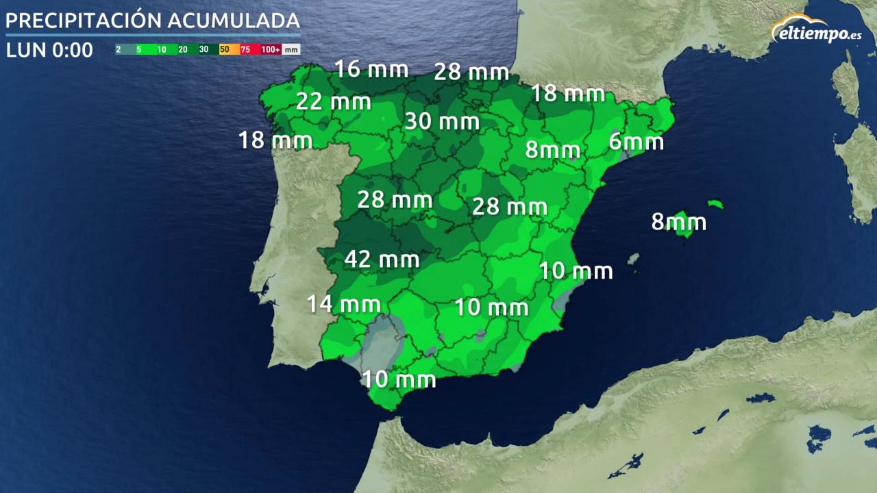 ¿Cuánto va a llover? Las cantidades de lluvia que se esperan por zonas